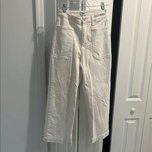 JBD Wide-Leg white Jeans with Front Patch Pockets